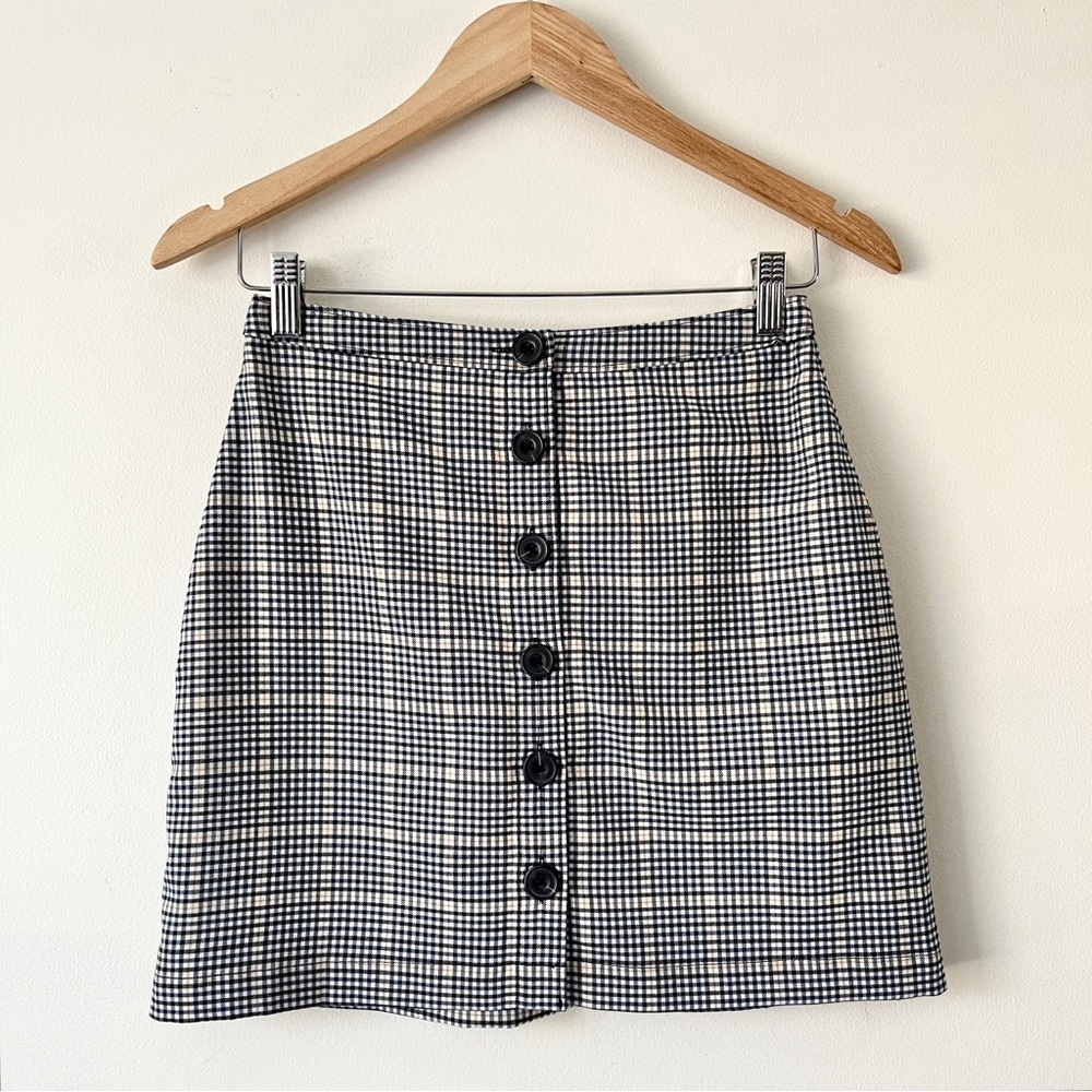 Abercrombie & Fitch Check Plaid Button Front Mini Skirt Size XS